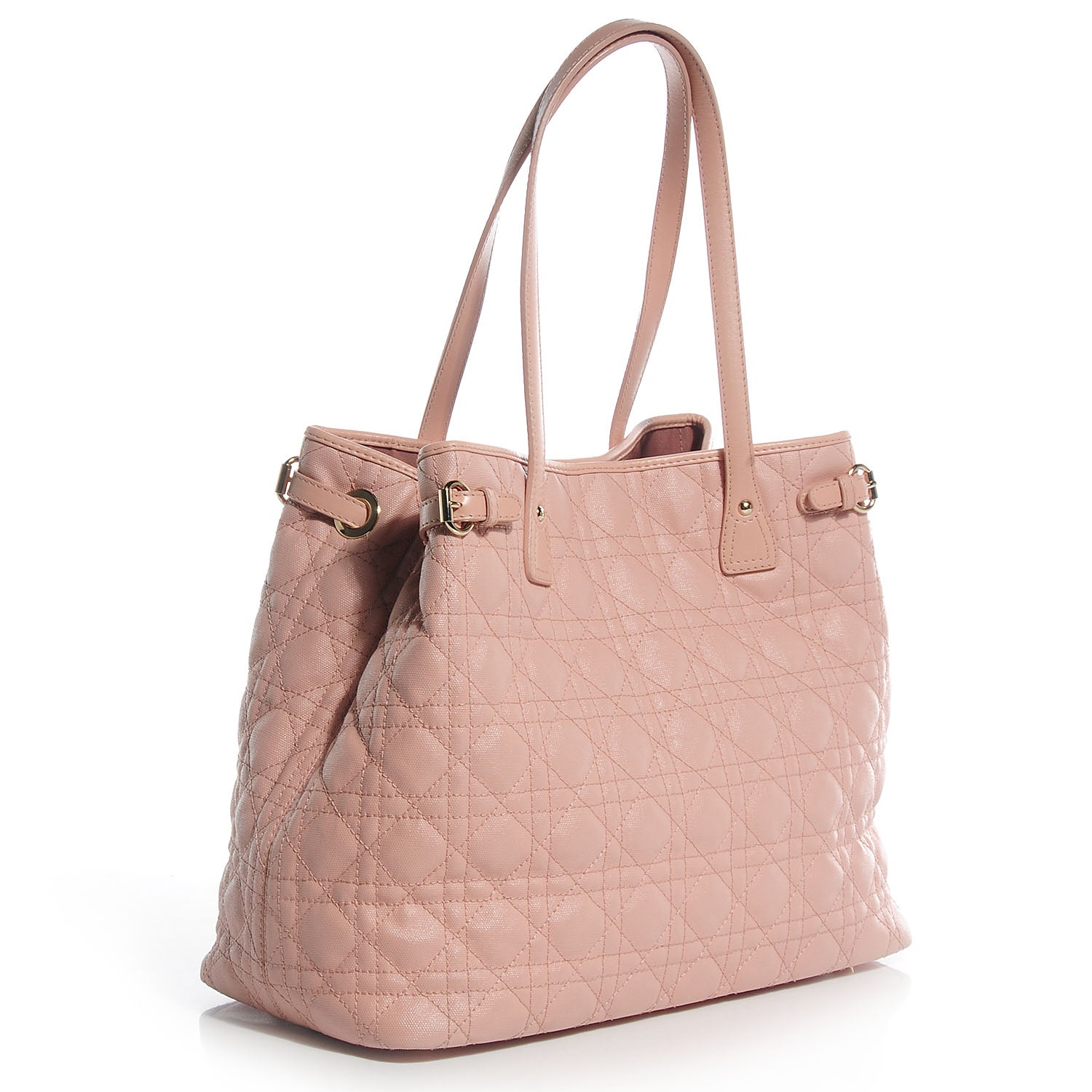 Christian Dior Coated Canvas Cannage Medium Panarea Tote Light Pink 3 of 8