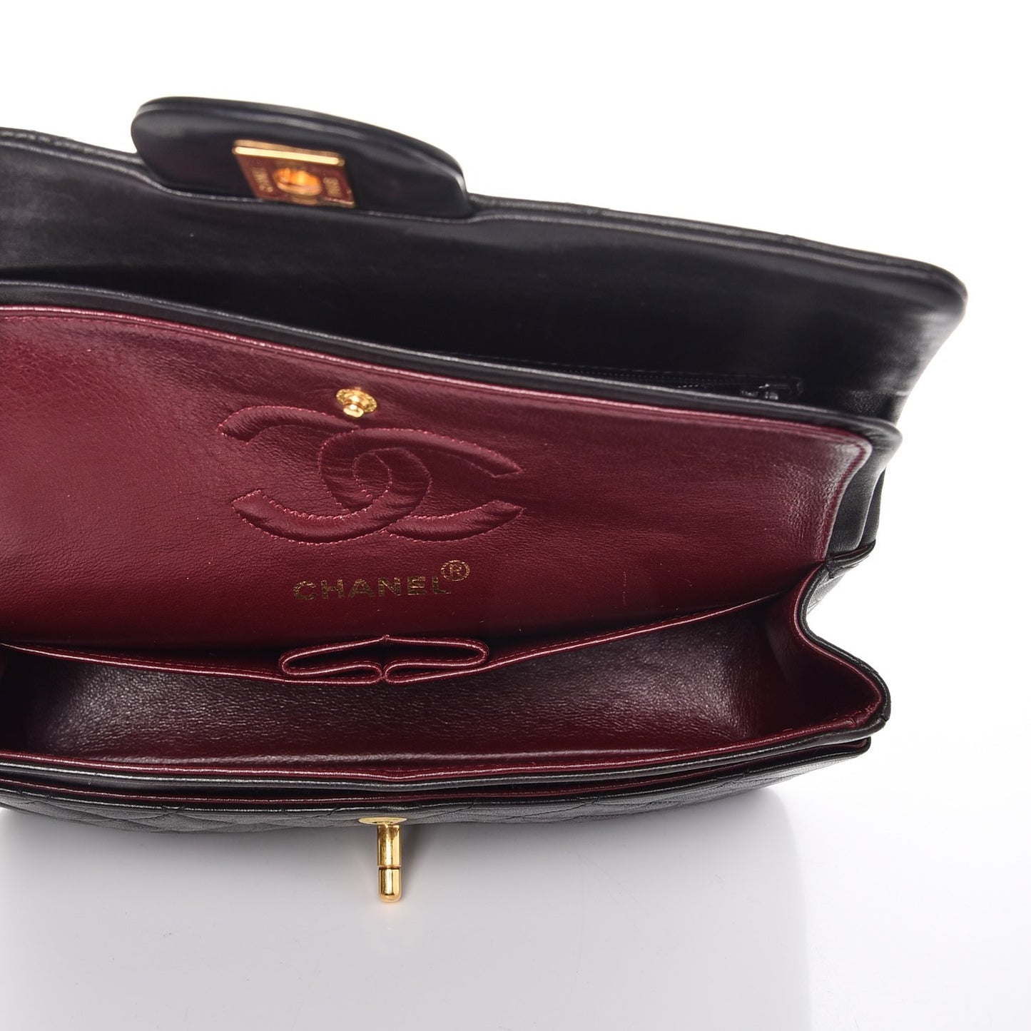 Lambskin Quilted Small Double Flap Black