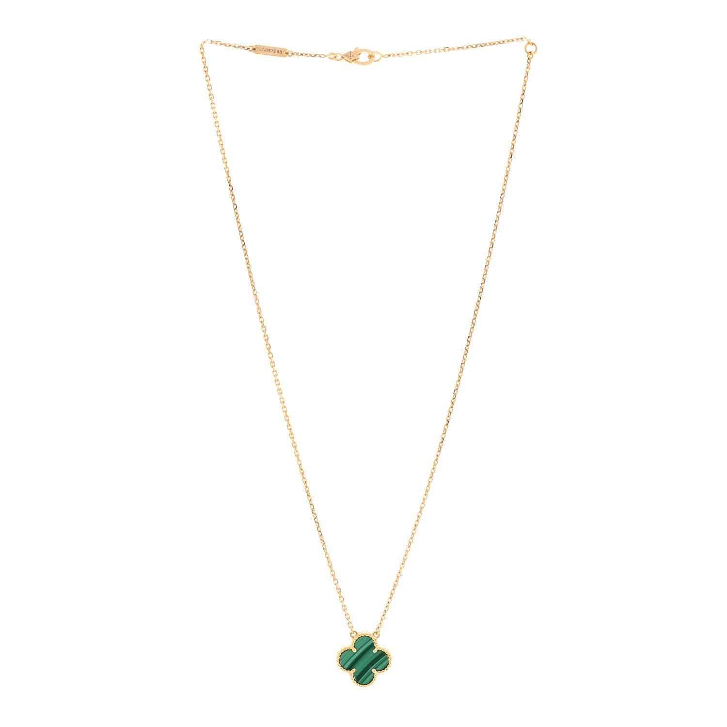 Van Cleef & Arpels 18K Yellow Gold Malachite Vintage Alhambra Pendant Necklace 3 of 6