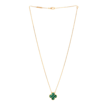 Van Cleef & Arpels 18K Yellow Gold Malachite Vintage Alhambra Pendant Necklace 3 of 6