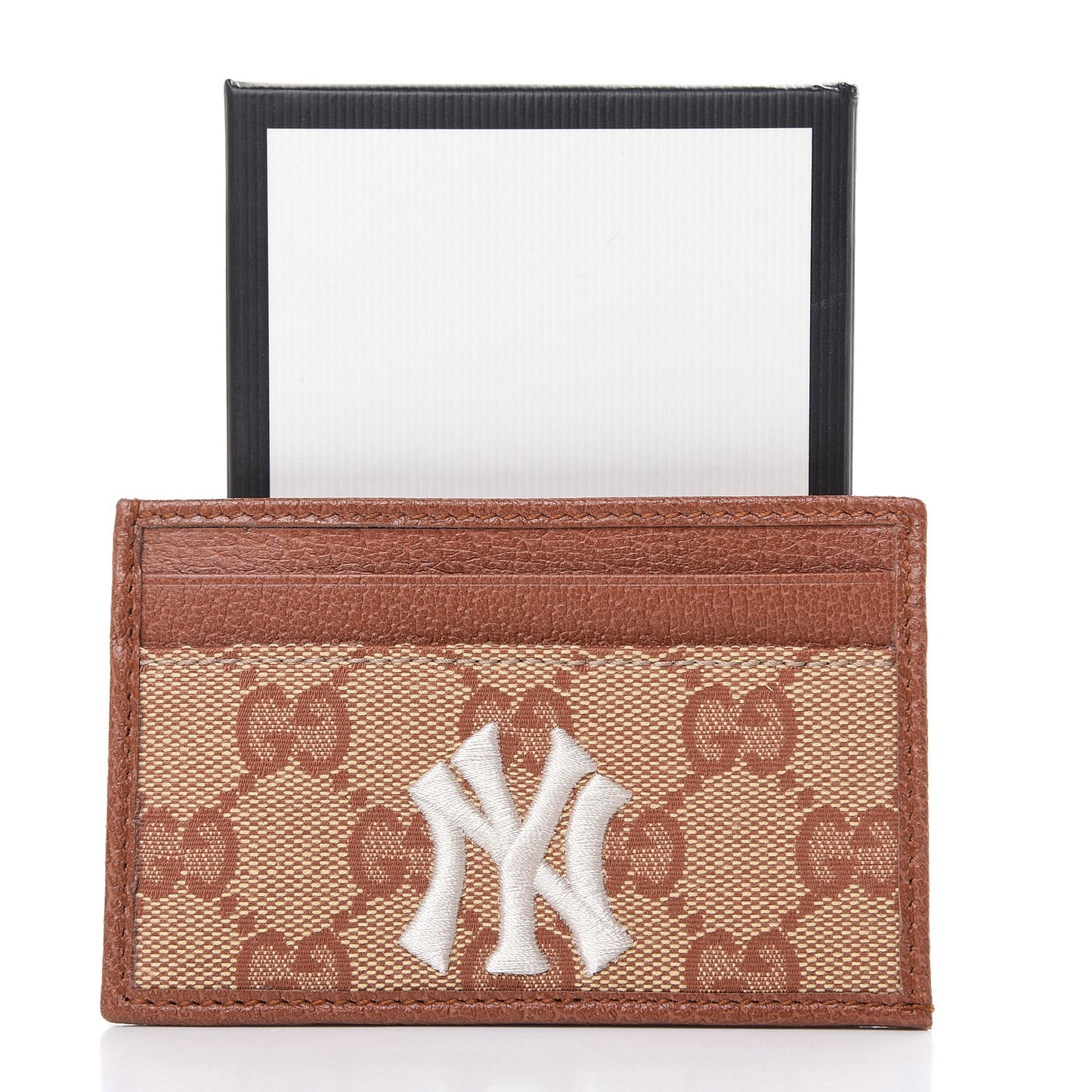 X MLB GG Monogram NY Yankees Card Holder Beige Ruggine Ivory