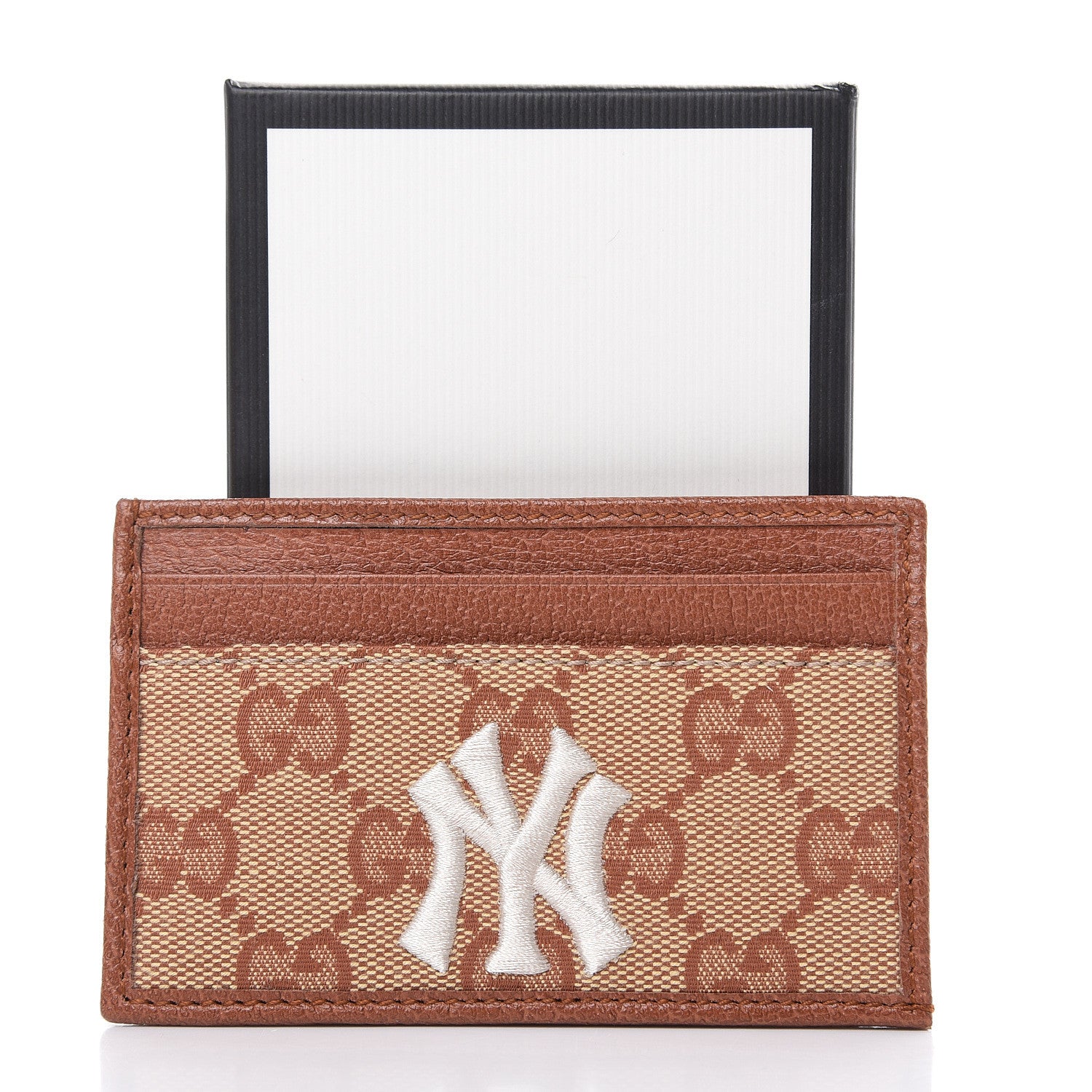 Gucci X MLB GG Monogram NY Yankees Card Holder Beige Ruggine Ivory 7 of 7