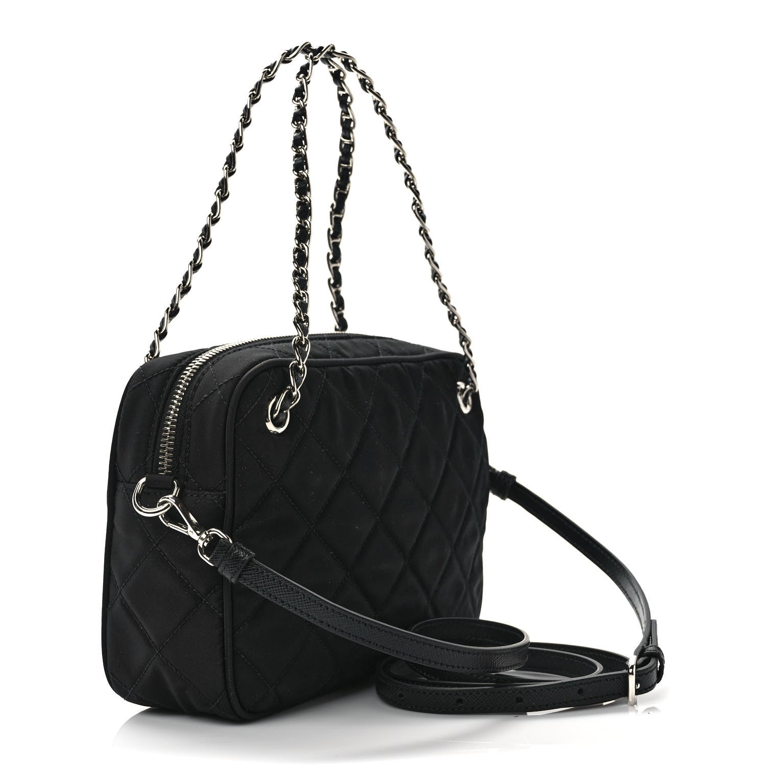 Prada Nylon Tessuto Impuntu Quilted Bandoliera Crossbody Bag Black 2 of 7