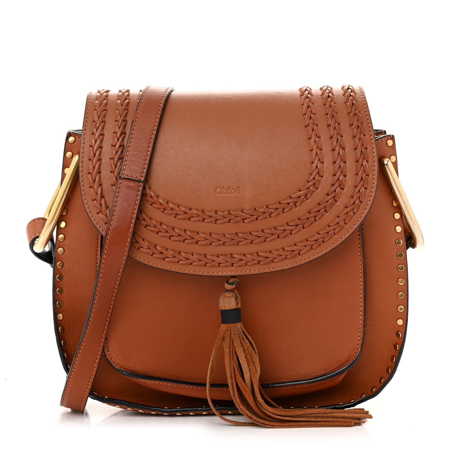 Chloe Calfskin Braided Medium Hudson Shoulder Bag Caramel 1 of 12