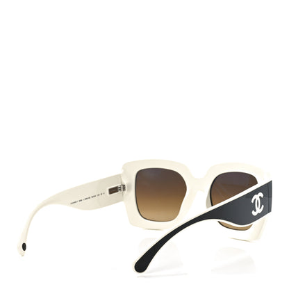 Chanel Acetate Square Sunglasses 6059 Black White 4 of 7