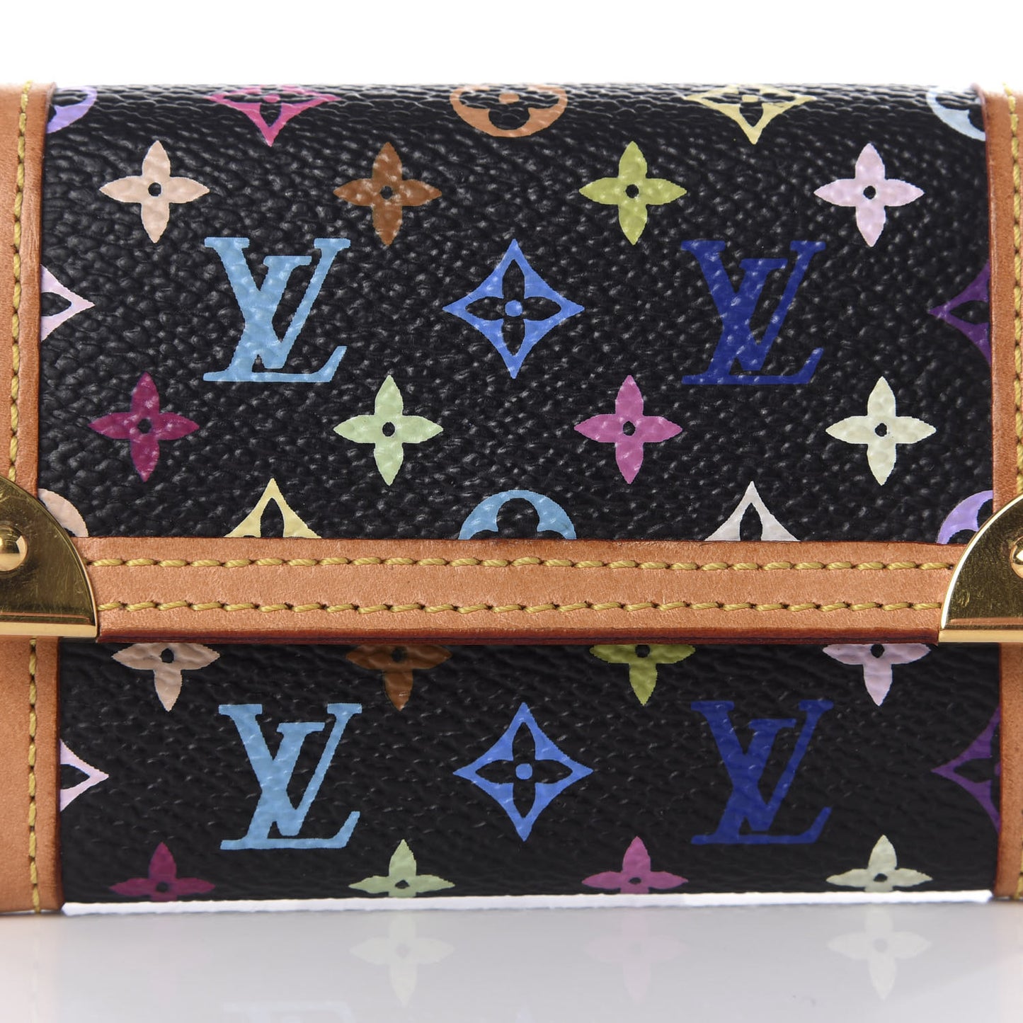Monogram Multicolor Porte-Monnaie Plat Coin Purse Black