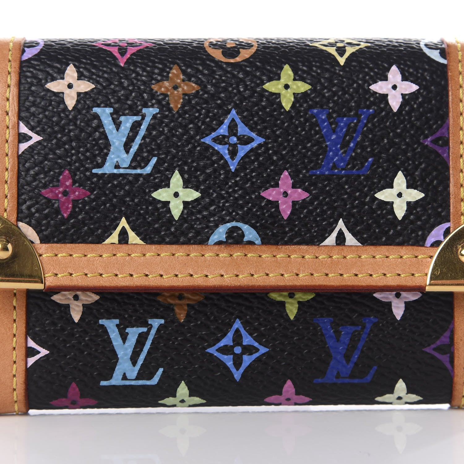 Louis Vuitton Monogram Multicolor Porte-Monnaie Plat Coin Purse Black 7 of 7