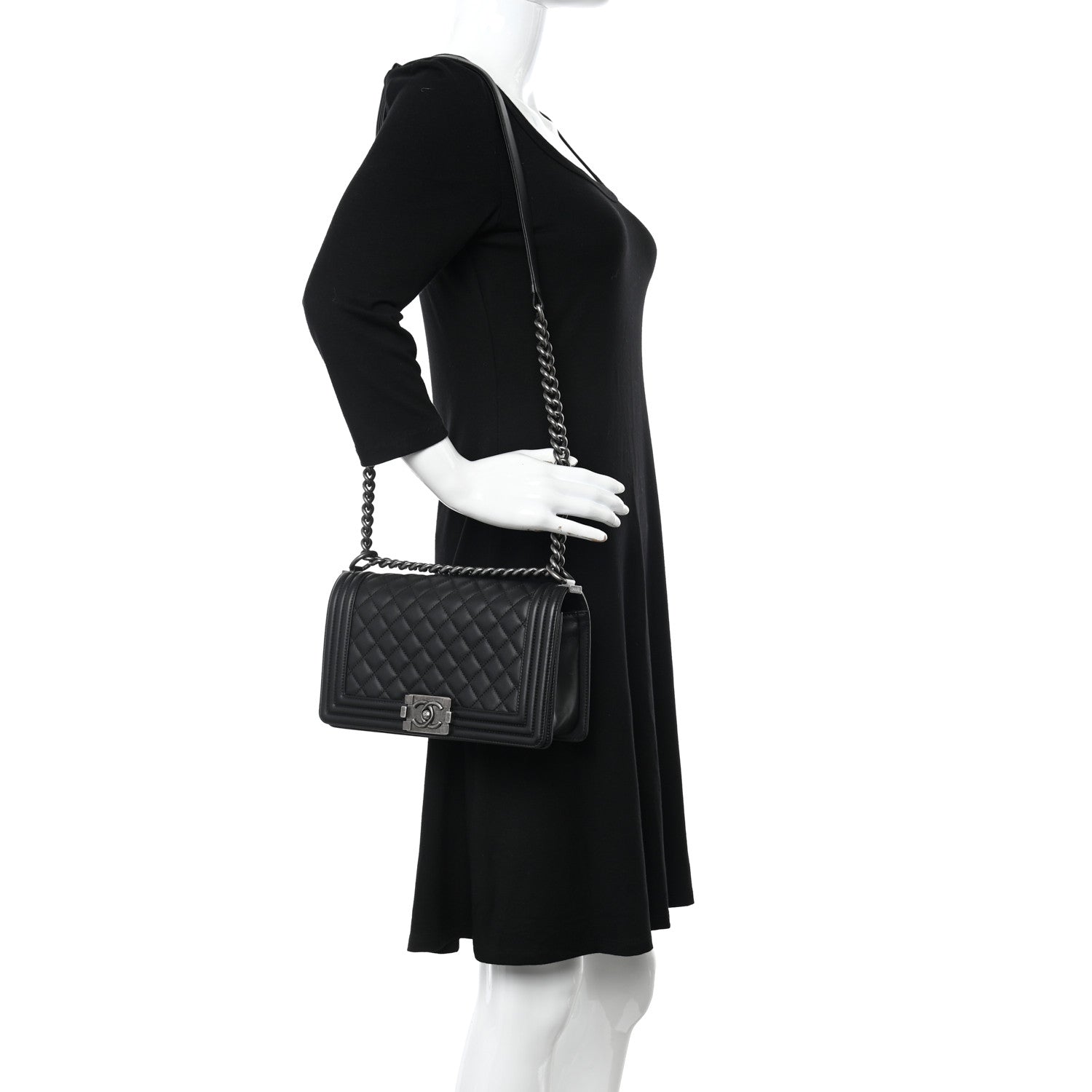 Chanel Calfskin Quilted Medium Boy Flap Black 2 of 13