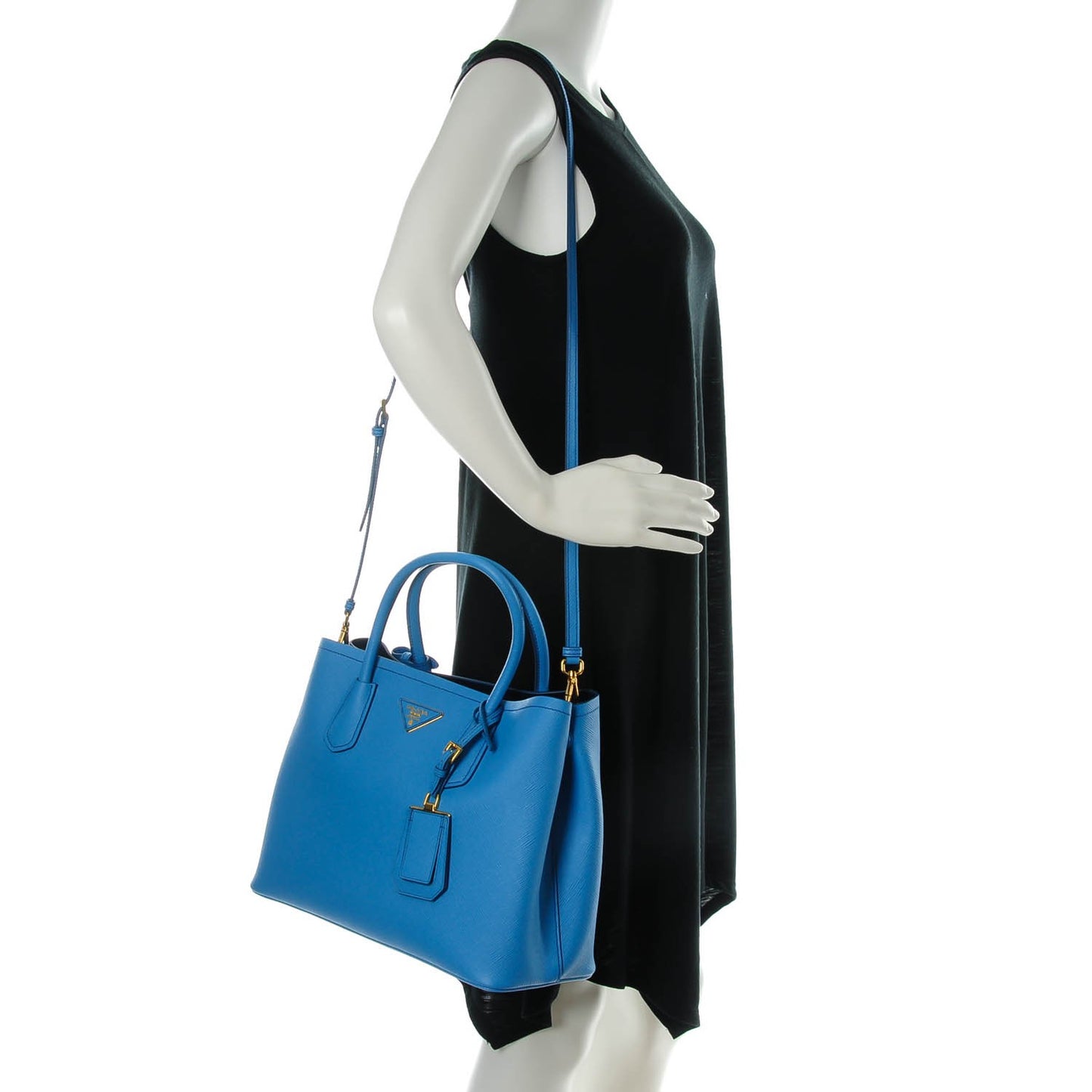 Saffiano Cuir Medium Double Bag Mare Bluette