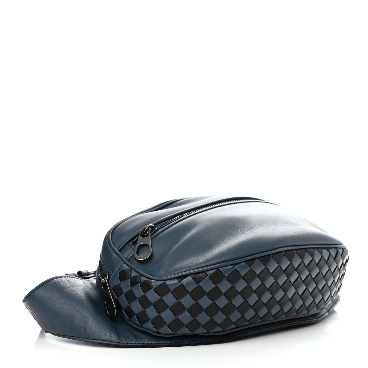 Bottega Veneta Nappa Intrecciato Front Zip Belt Bag Blue 4 of 9