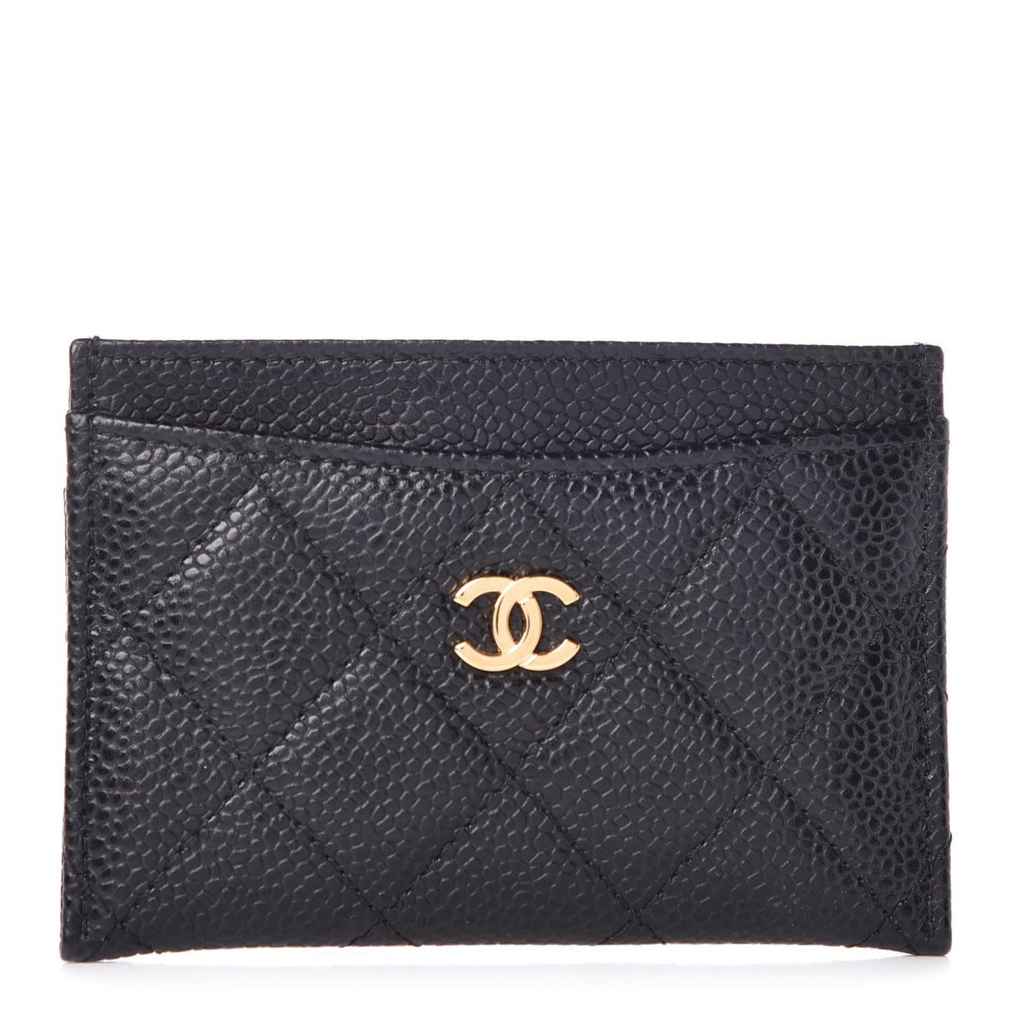Caviar Quilted Card Holder Black