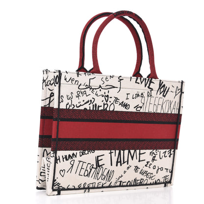Christian Dior Canvas Embroidered Medium Dioramour Graffiti Book Tote Latte Multicolor 3 of 11
