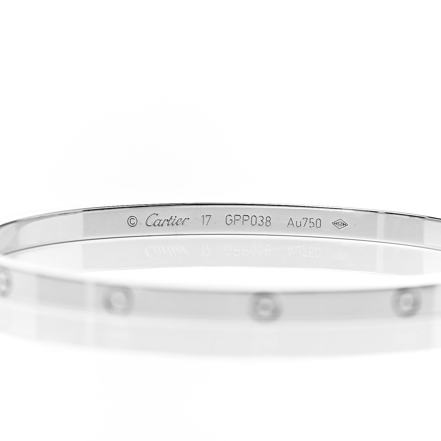 18K White Gold Small LOVE Bracelet 17