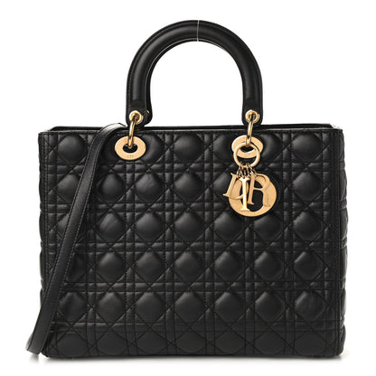 Christian Dior Lambskin Cannage Large Lady Dior Black 1 of 10