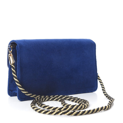 Gucci Velvet Crystal Square G Shoulder Bag Cobalt Blue 3 of 11