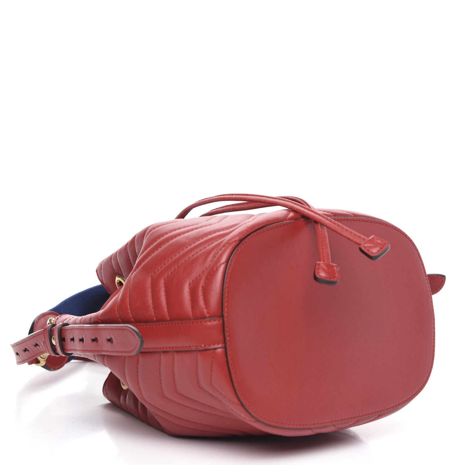 Gucci Calfskin Matelasse Sylvie Web GG Marmont Bucket Bag Hibiscus Red 5 of 15