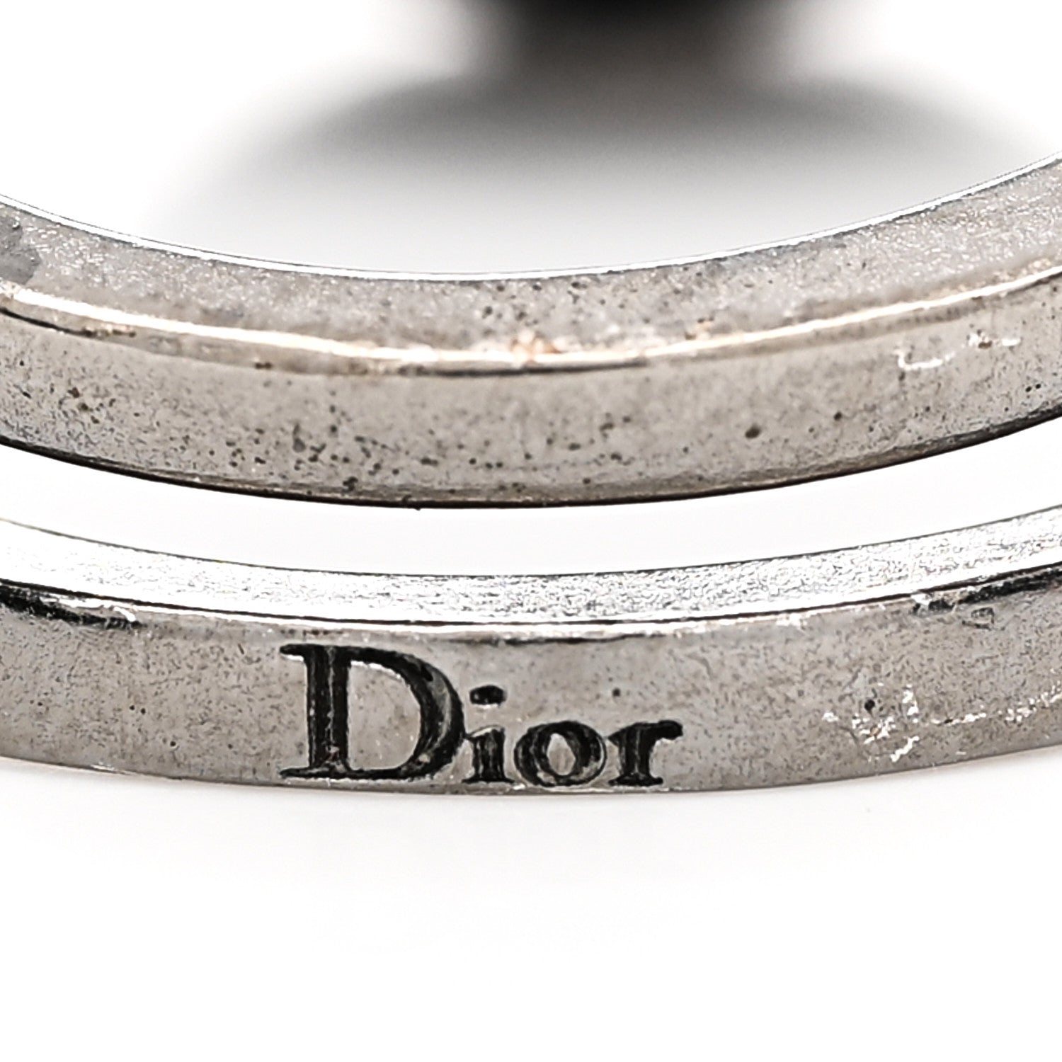 Christian Dior Crystal Metal CD Bee Reversible Ring 6 Silver Black 6 of 6