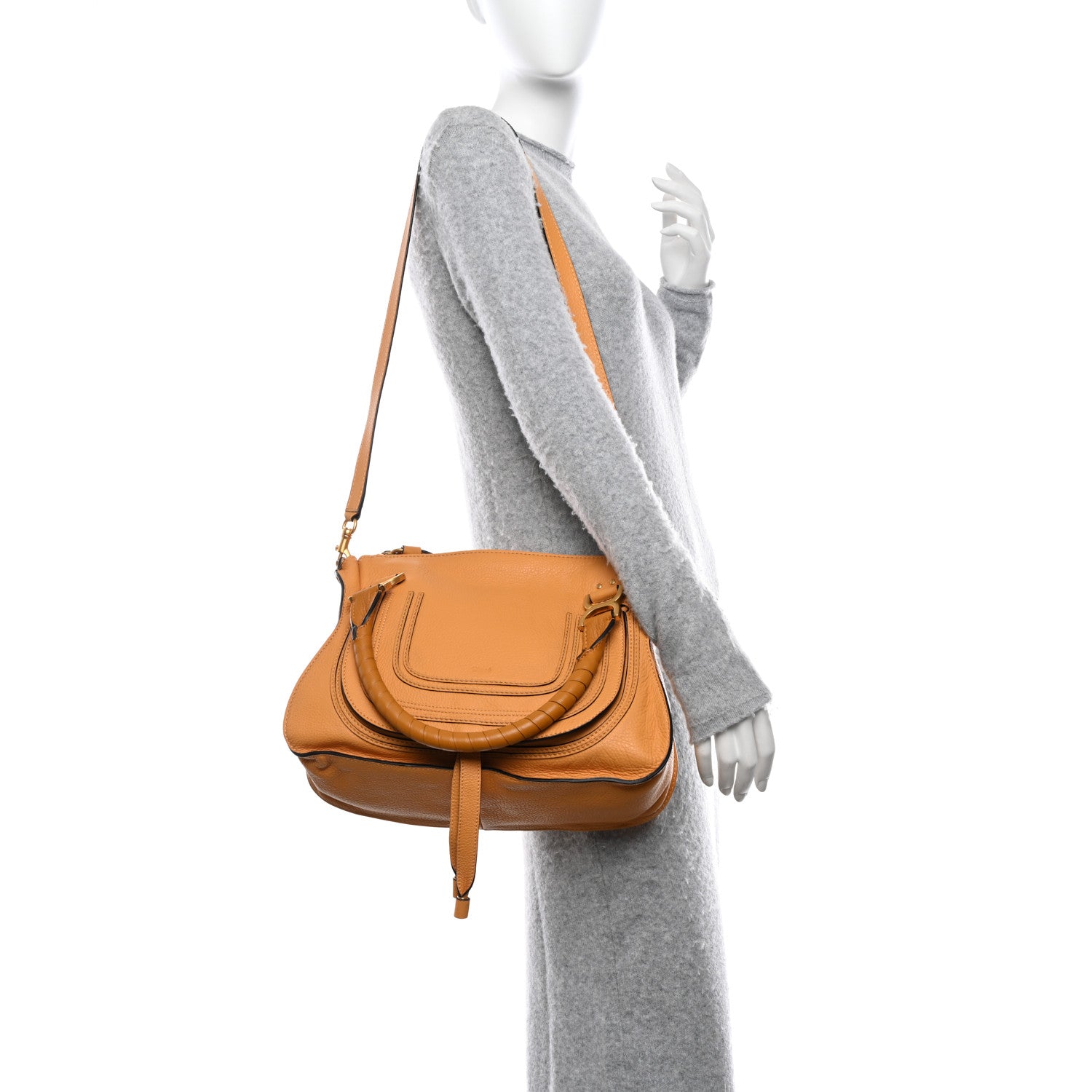 Chloe Calfskin Medium Marcie Satchel Burning Camel 2 of 9
