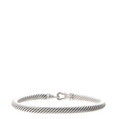 David Yurman Sterling Silver Diamond 5mm Cable Buckle Bracelet 3 of 5