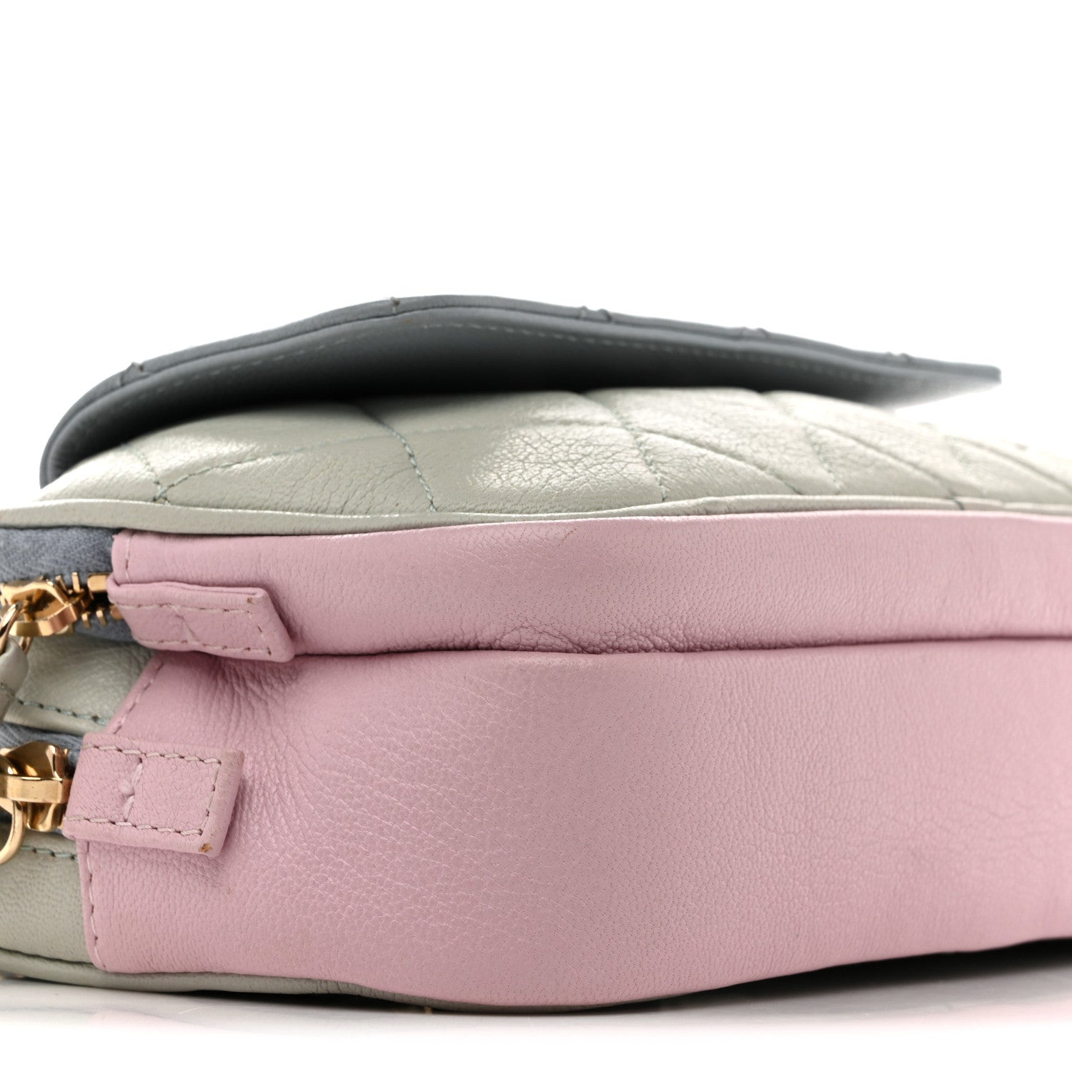 Chanel Goatskin Quilted Waist Bag Green Blue Pink 12 of 18