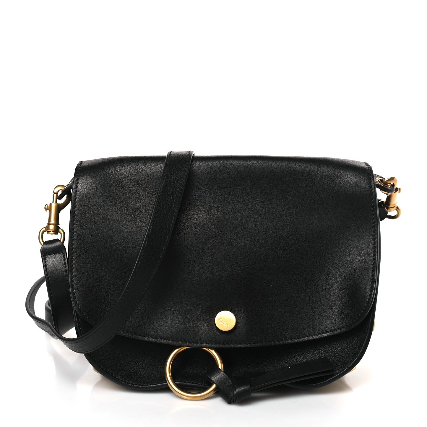 Smooth Calfskin Medium Kurtis Shoulder Bag Black