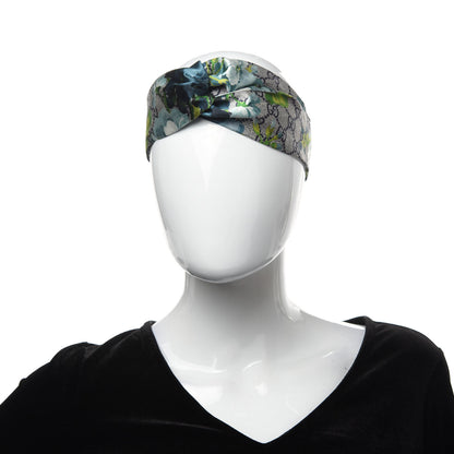 Gucci Silk Monogram Blooms Print Headband Blue 2 of 5