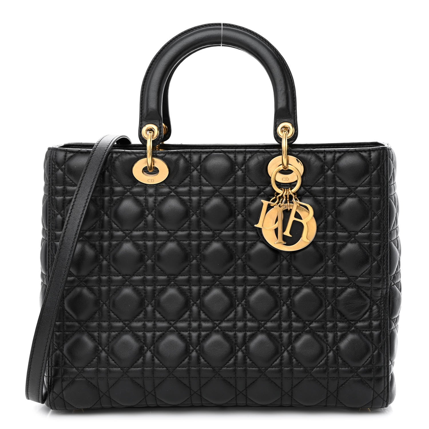 Christian Dior Lambskin Cannage Large Lady Dior Black 1 of 12