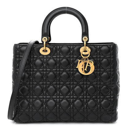 Christian Dior Lambskin Cannage Large Lady Dior Black 1 of 12
