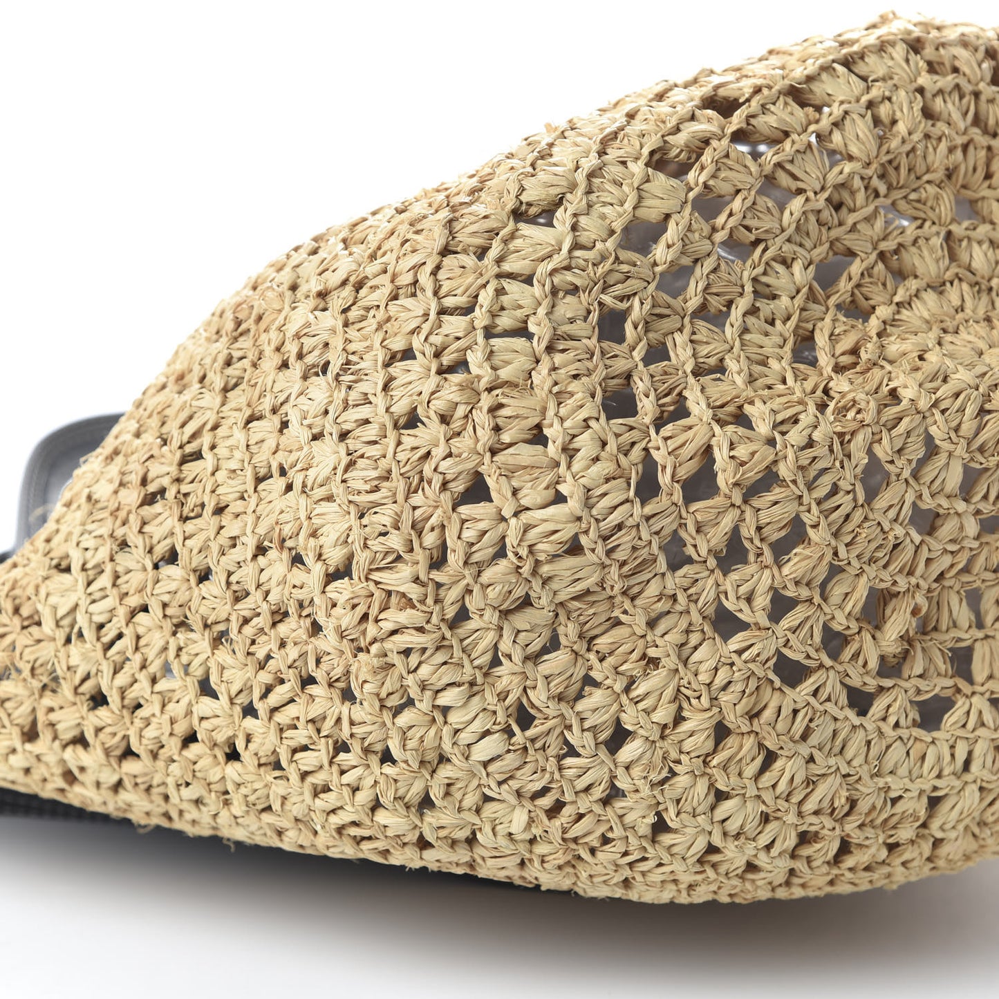 Raffia Faux Leather Ajouree Tote Sand