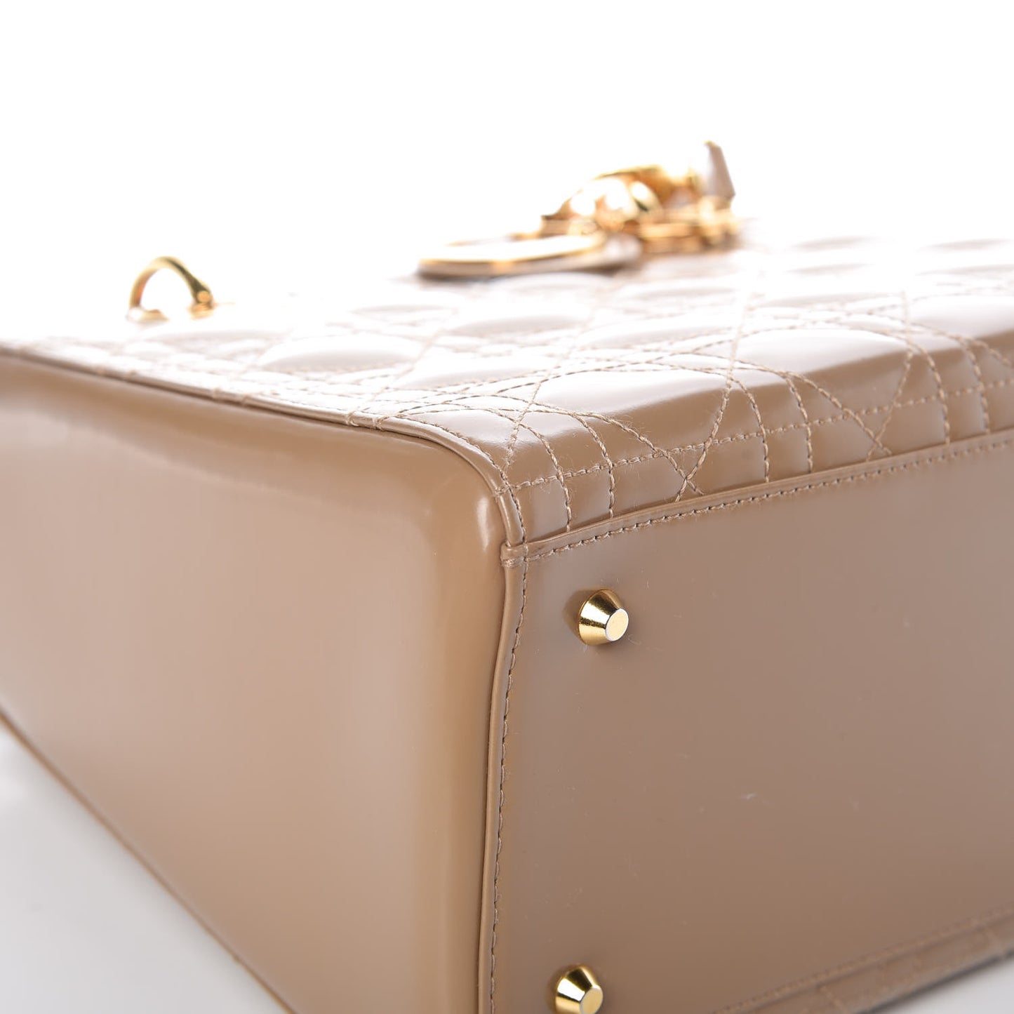 Glazed Calfskin Cannage Medium Lady Dior Beige