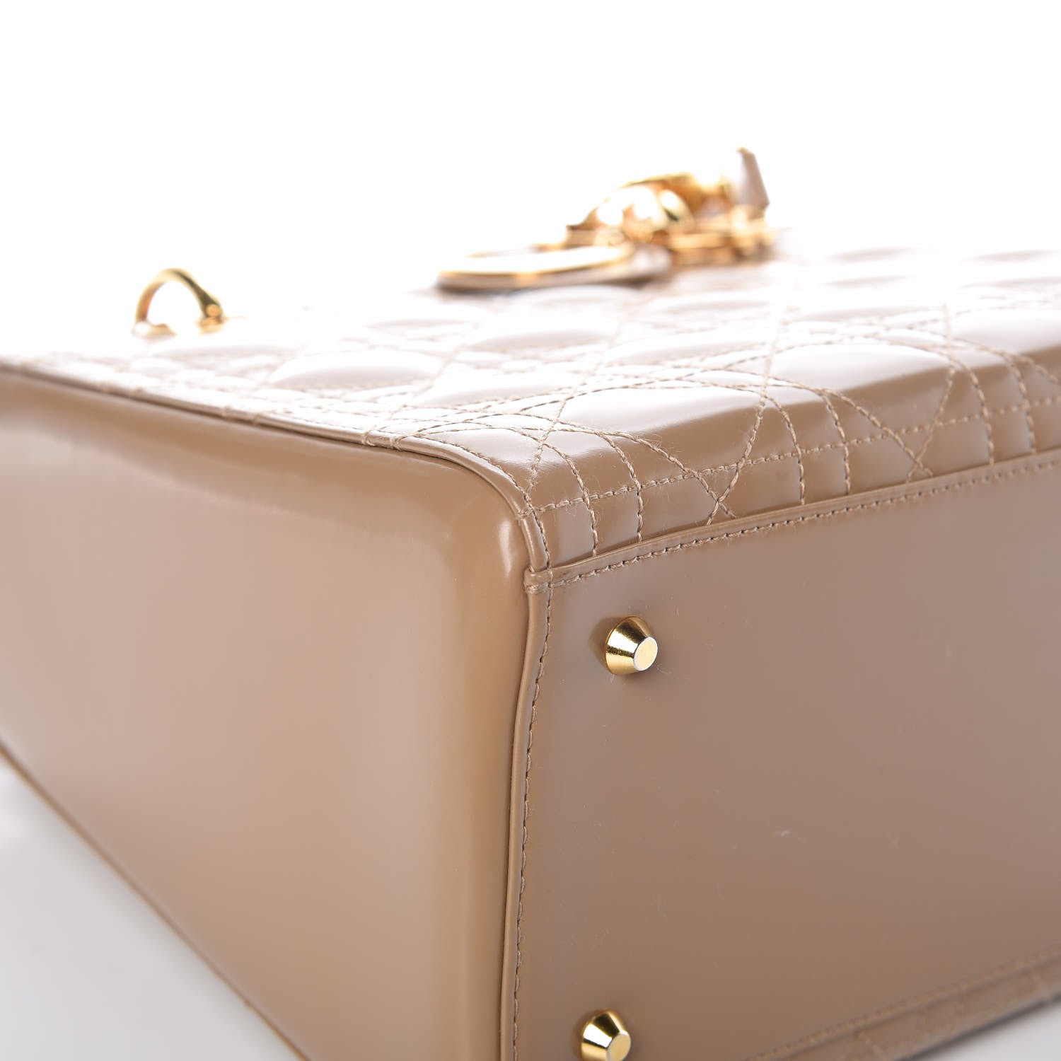Christian Dior Glazed Calfskin Cannage Medium Lady Dior Beige 8 of 11