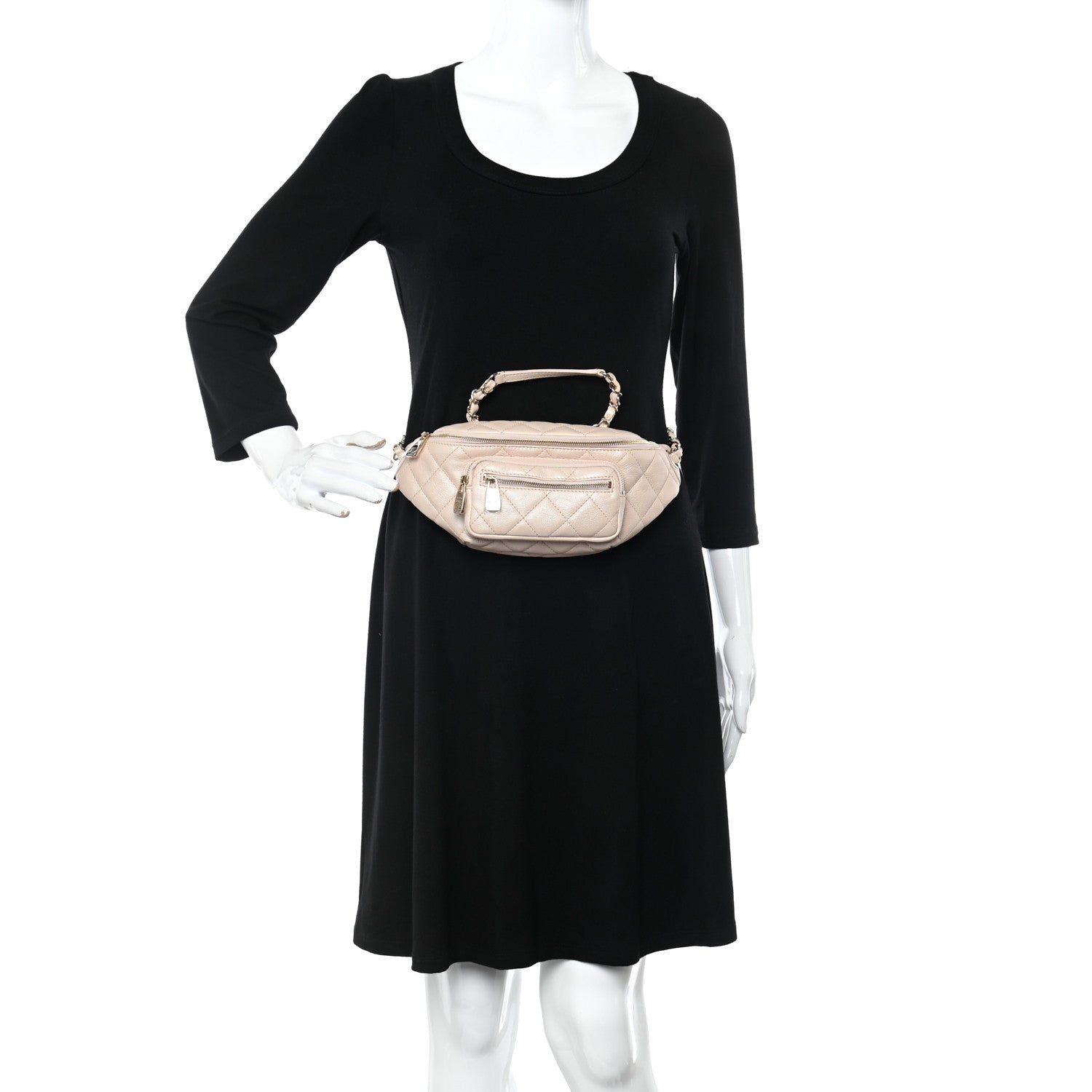 Chanel Iridescent Calfskin Quilted All About Waist Belt Bag Beige 2 of 11