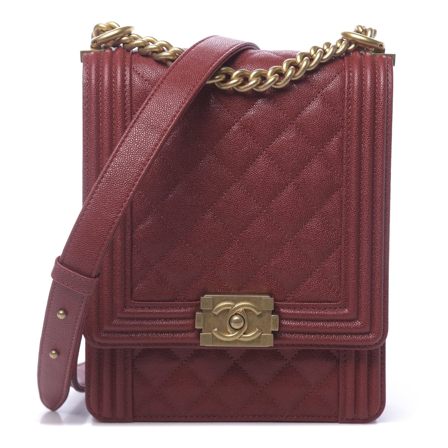 Caviar Quilted North South Boy Flap Red