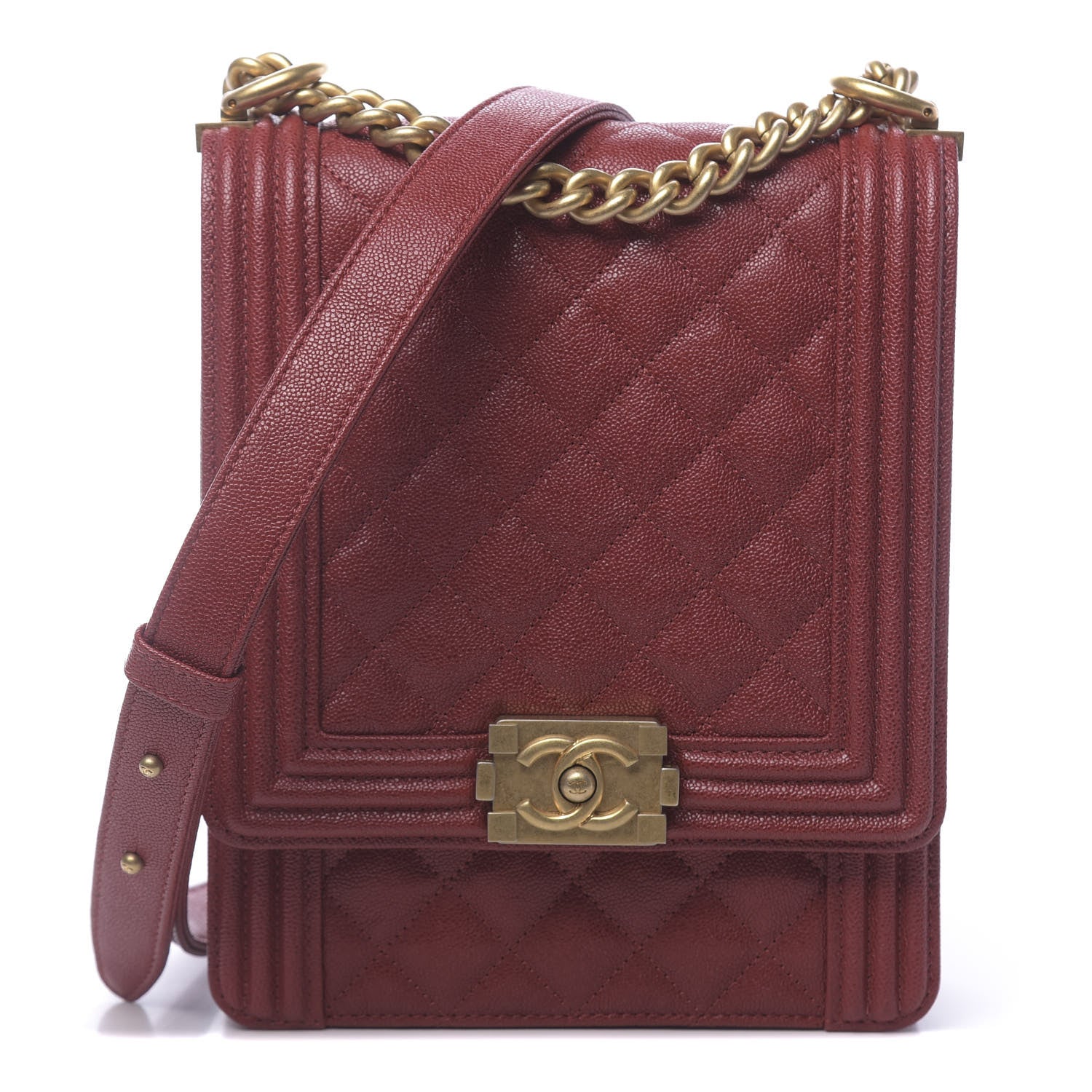 Chanel Caviar Quilted North South Boy Flap Red 1 of 11