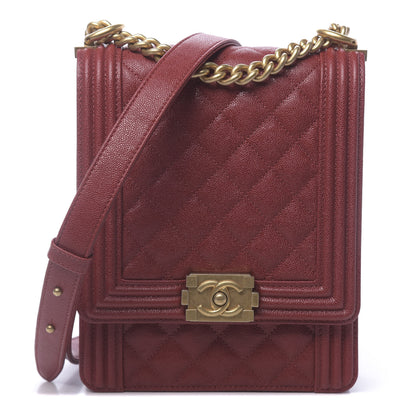 Chanel Caviar Quilted North South Boy Flap Red 1 of 11