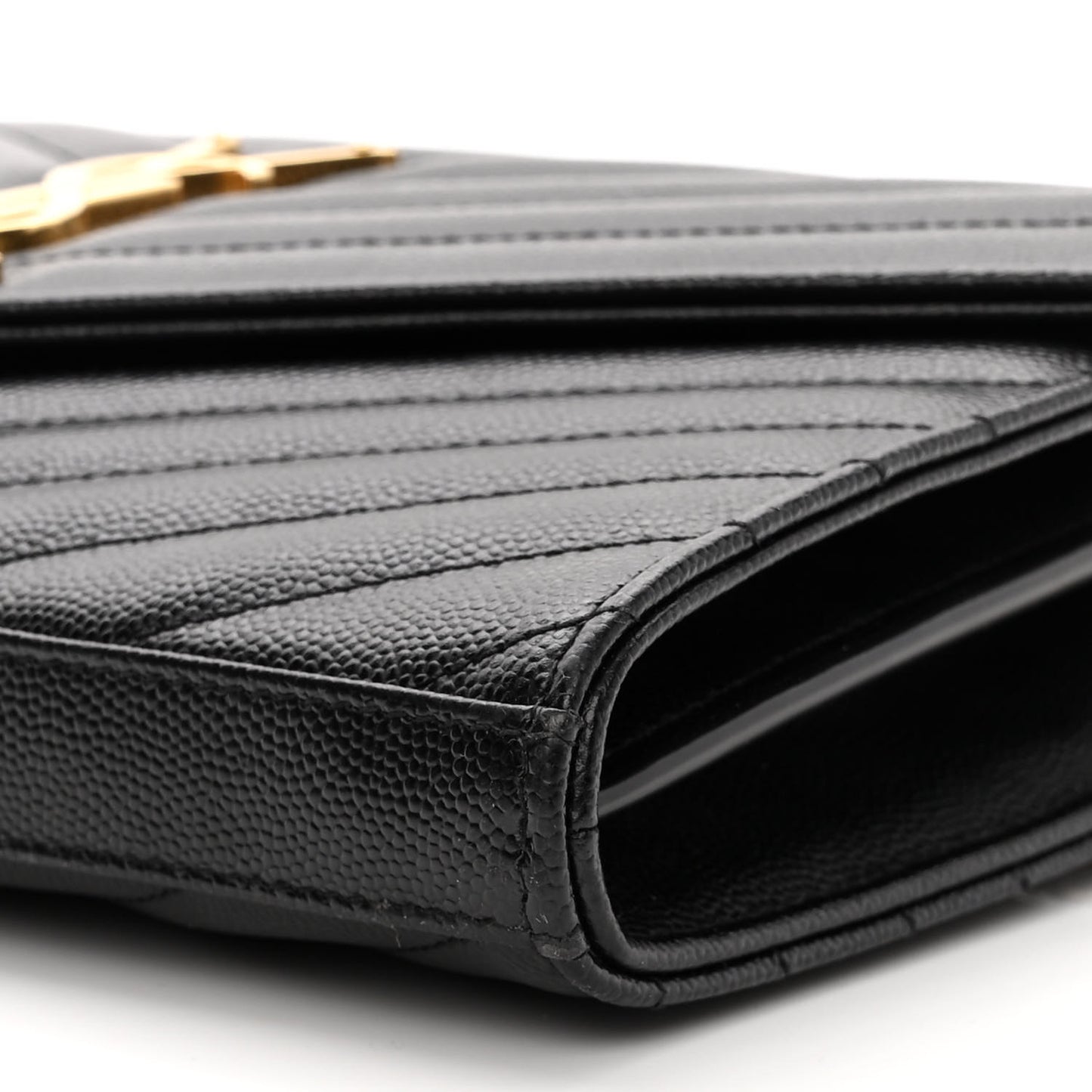 Grain De Poudre Matelasse Chevron Monogram Chain Wallet Black
