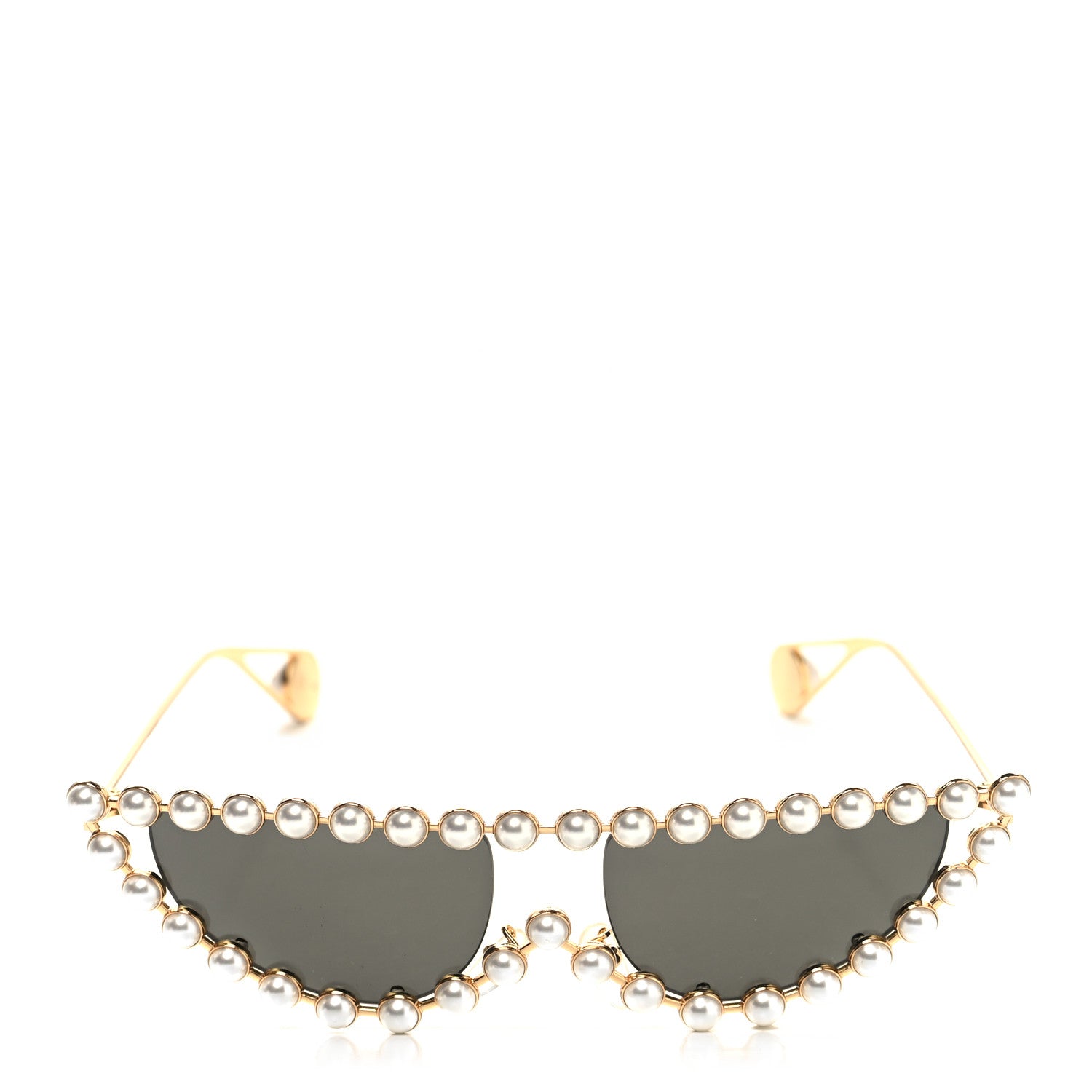 Gucci Metal Pearl Cat Eye Sunglasses GG0364S Gold 2 of 7