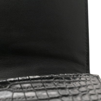 Saint Laurent Calfskin Crocodile Embossed Monogram Chain Wallet Black 12 of 12