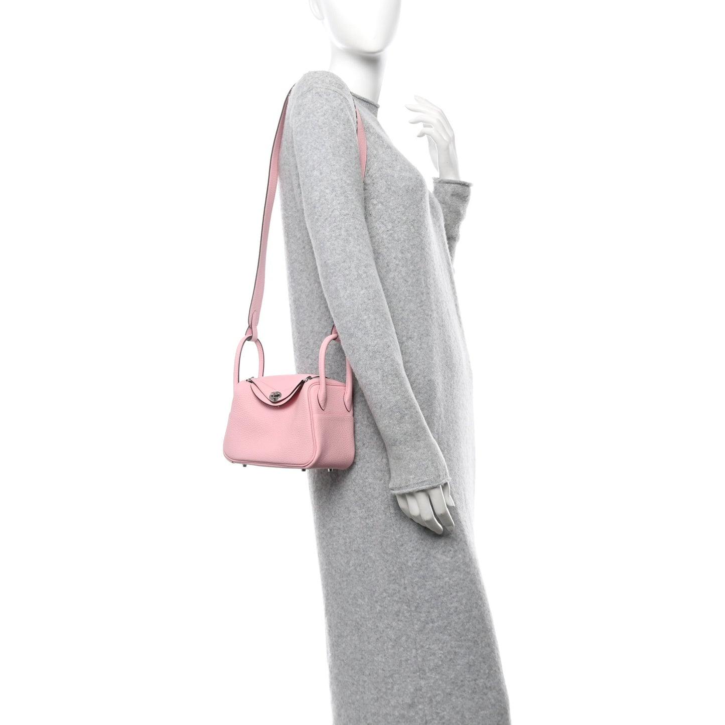 Taurillon Clemence Verso Mini Lindy 20 Rose Sakura Gris Perle
