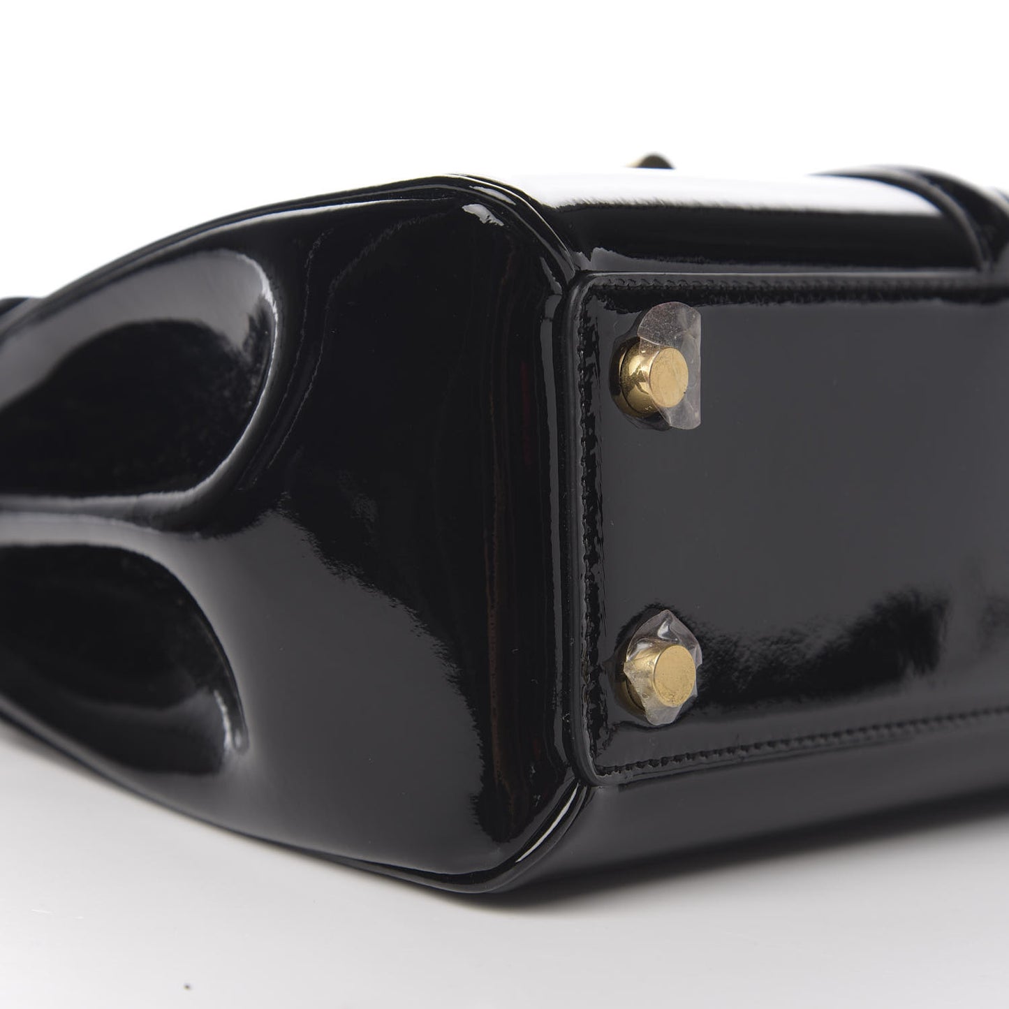 Patent Calfskin Small 16 Top Handle Bag Black