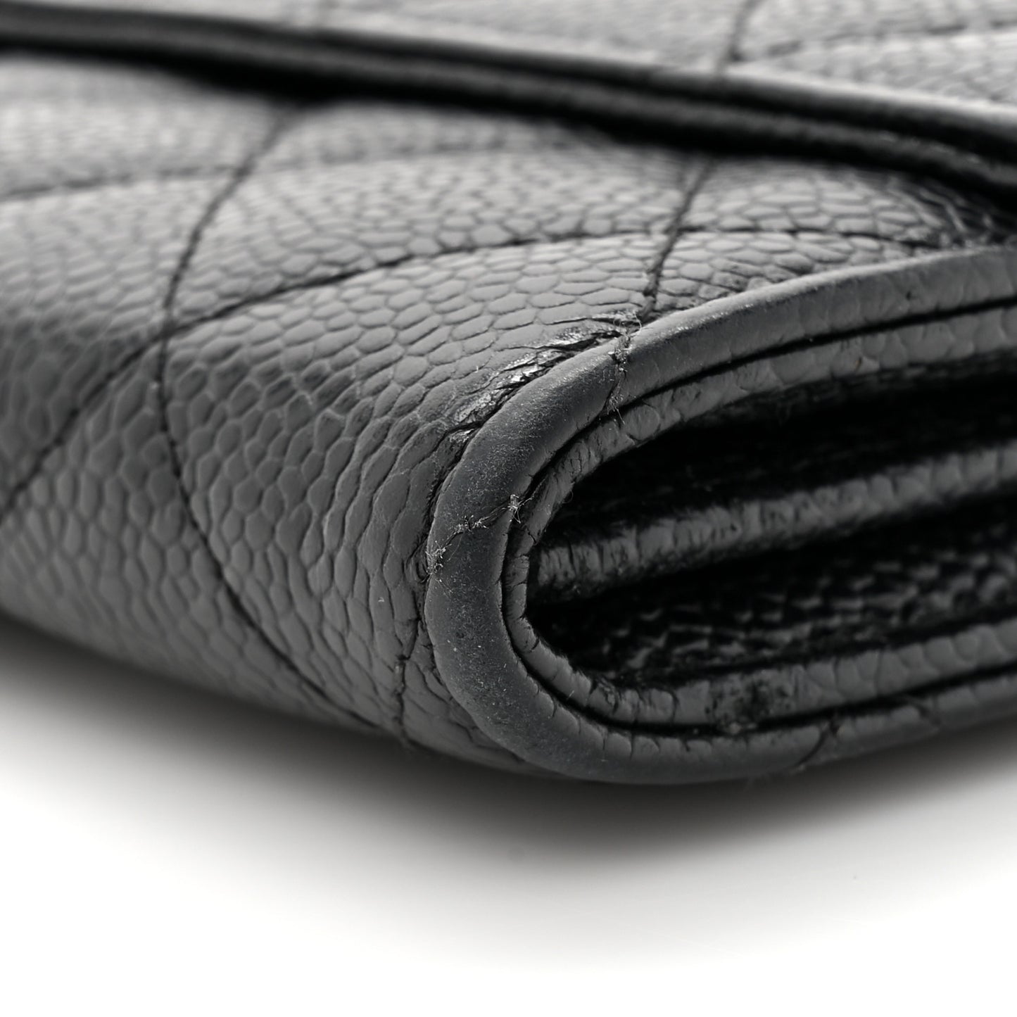 Caviar Quilted Large Gusset Flap Wallet Black