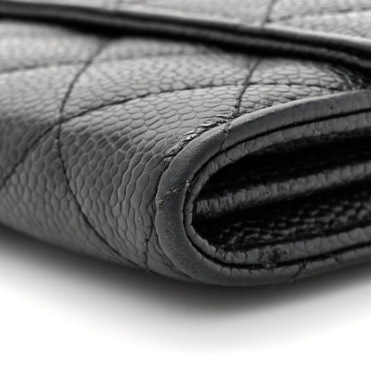 Chanel Caviar Quilted Large Gusset Flap Wallet Black 9 of 12