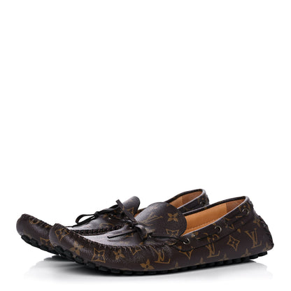 Louis Vuitton Monogram Mens Arizona Car Shoe Moccasin Loafers 12 Macassar 3 of 11