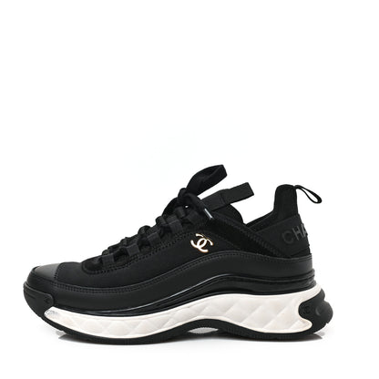 Chanel Velvet Calfskin Mixed Fibers CC Sneakers 37 Black 1 of 7