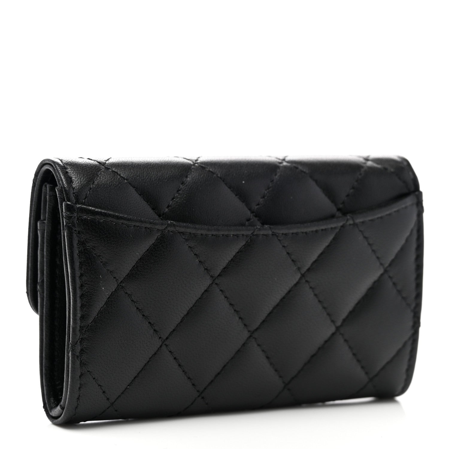 Chanel Lambskin Quilted Flap Card Holder Wallet Black 3 of 8