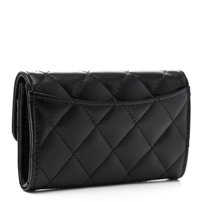 Chanel Lambskin Quilted Flap Card Holder Wallet Black 3 of 8