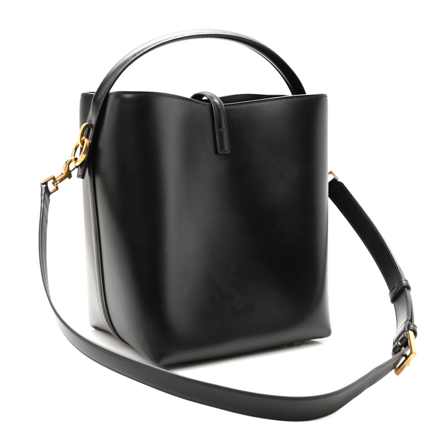 Smooth Shiny Calfskin Monogram Le 37 Bucket Bag Black