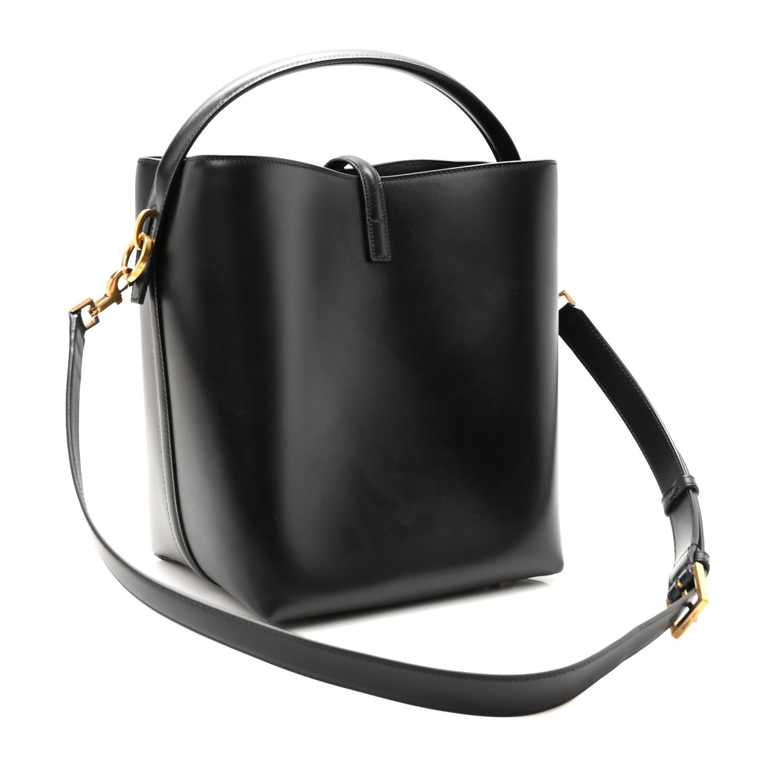Saint Laurent Smooth Shiny Calfskin Monogram Le 37 Bucket Bag Black 4 of 10