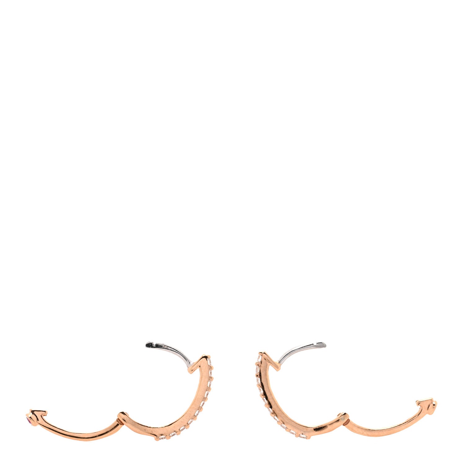 Roberto Coin 18K Rose Gold Diamond XS Hoop Pave Earrings 3 of 4