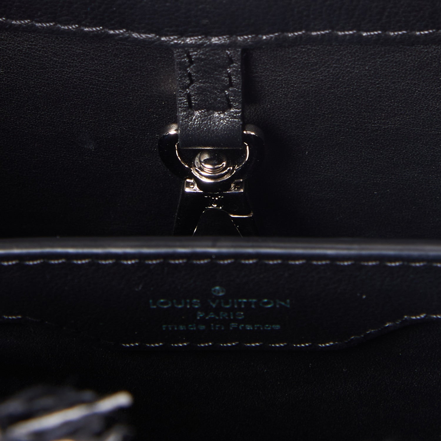 Louis Vuitton Tweed Calfskin Capucines MM Black White 7 of 8